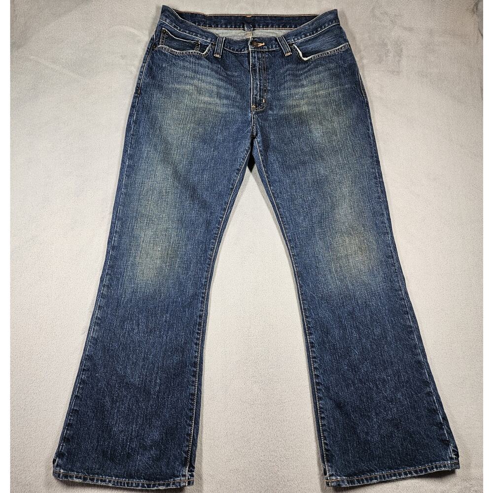Vintage Polo Ralph Lauren Bootcut Jeans Mens 35x28.5 Whiskering Dark Distressed